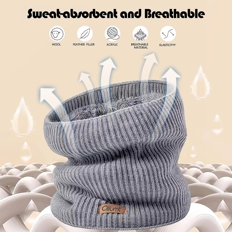 Oliumt Kids Neck Warmer Winter Neck Gaiters Knitted Infinity Scarf for Boys Girls Fleece Lined Ski Mask for Cold Weather - Image 2